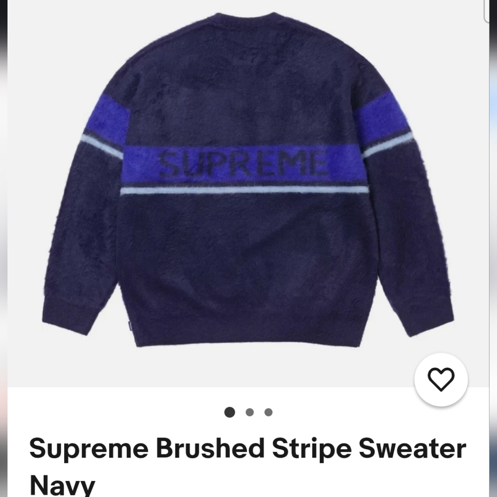 Supreme Navy and Blue Striped Crewneck Sweater